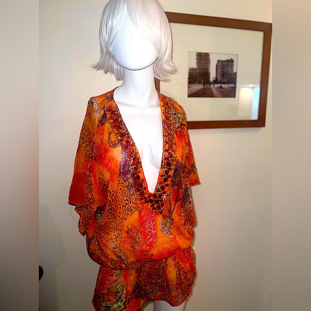 BATHSUIT COVERUP🔸🧡ORANGE WITH STONES 🔥